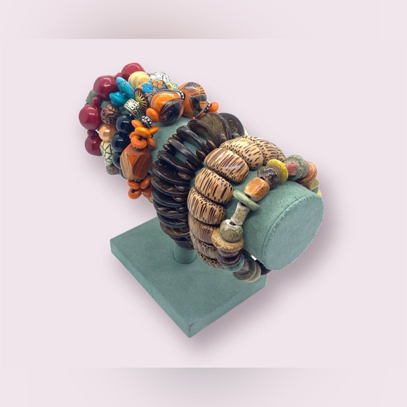 Retro Colourful Beaded Bracelets Mixed Jewelry Lot - Picture 5 of 9